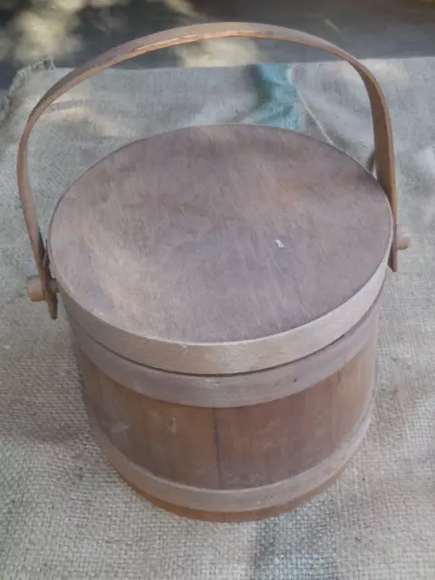 Vintage Wood Barrel Basket with  Handle by Basketville Putney Vermont