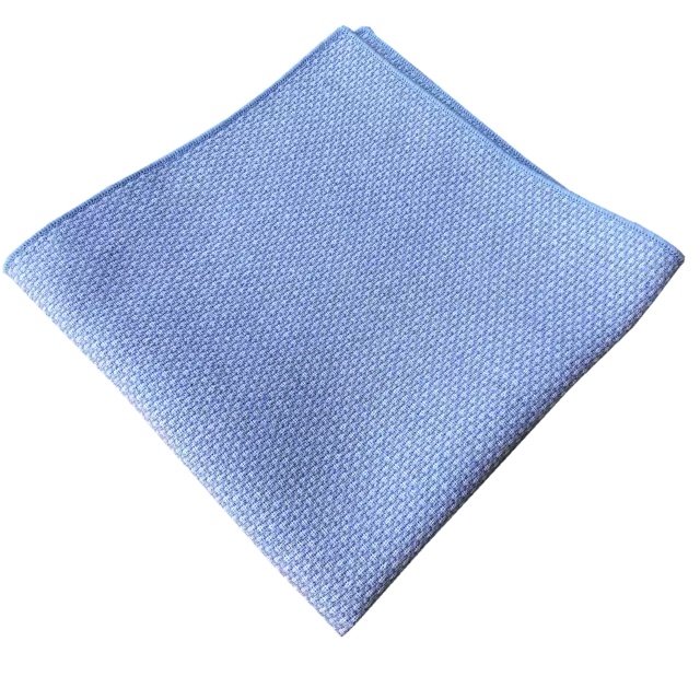 Handmade Mens Pocket Squares Light Blue Hanky Hankies Handkerchief For Wedding