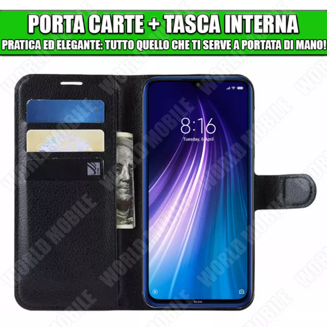 Flip Cover Custodia Magnetica per Xiaomi Redmi Note 8T Pelle Portafoglio a Libro 2