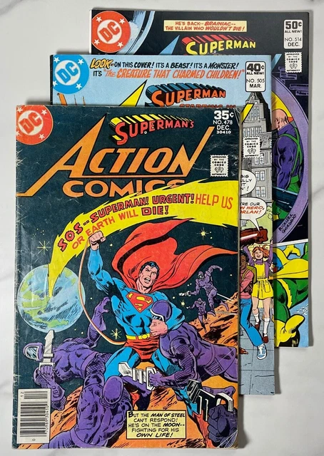ACTION COMICS Lot #478 505 514 Superman DC Atom Brainiac SWAN ANDRU Giordano