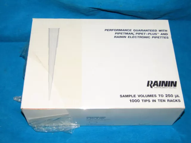 Rainin Max Volume 250ul Racked Pipette Tips Racks total of 1000 tips, RT-20