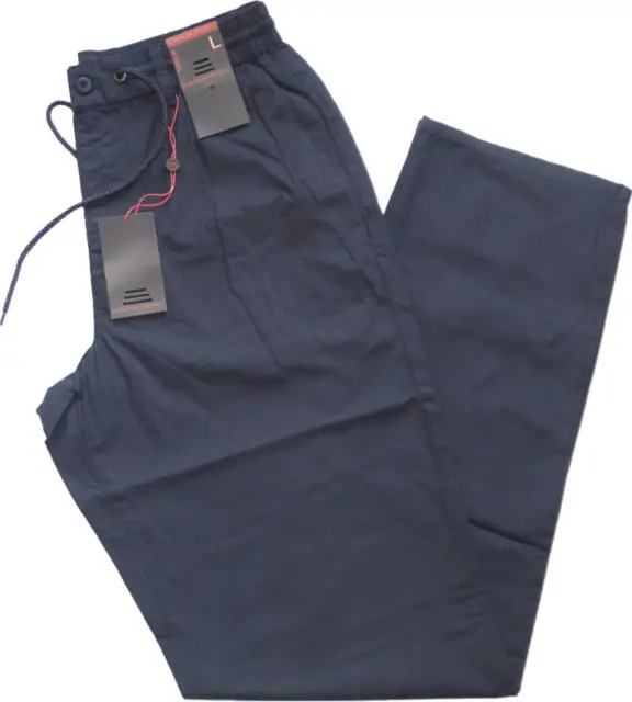 Pantalone uomo taglia M L XL XXL 3XL cotone leggero blu SEA BARRIER SPIAGGIA