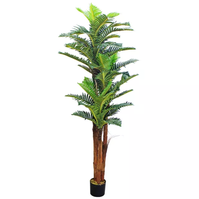 Palmizio Palma Cocco Pianta Albero Artificiale 180cm Legno Naturale Decovego