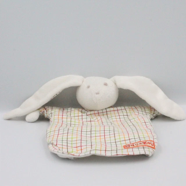 Doudou plat marionnette lapin blanc carreaux Tagazou SERGENT MAJOR - 23584