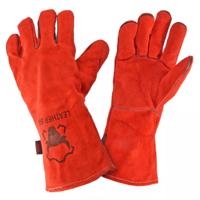 Cheminée, Four & Grill Gants Résistant à la Chaleur Véritable pour BBQ & Rouge M