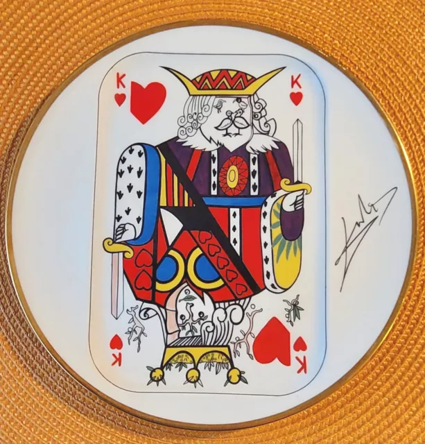 Signierter Teller von Salvador Dali 1967 Herz König Spielkarte 411/2000