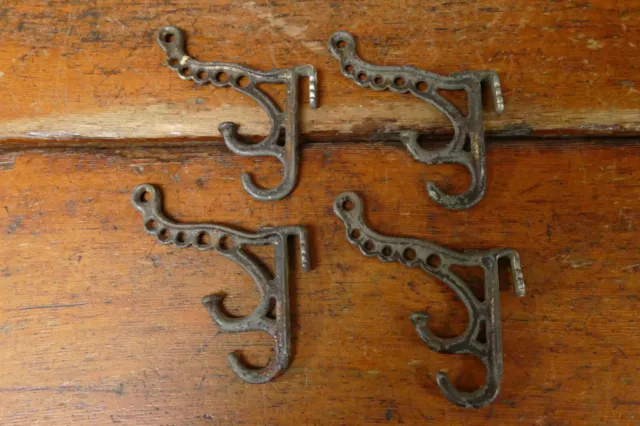Antique 5 Hook Cast Iron Wall Hat Railway Coat Rack Hooks - Home Cabin Office
