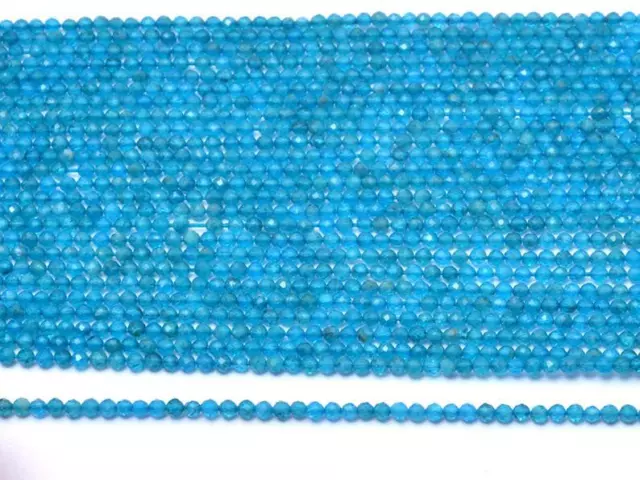 AAA Naturel Facettes Bleu Néon Apatite Gemme Rondelle Perles 13 " Brin 2mm-3mm