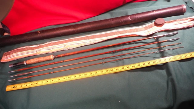 Canne à Mouche Bambou Fendu Grampus Kiraku 5 Pièces - Vintage Japon - Coffret Bois