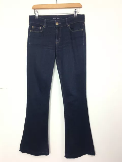 Whistles Damen 8 Bootcut Jeans dunkel gewaschen indigoblau 70er Jahre Boho niedriger roher Saum