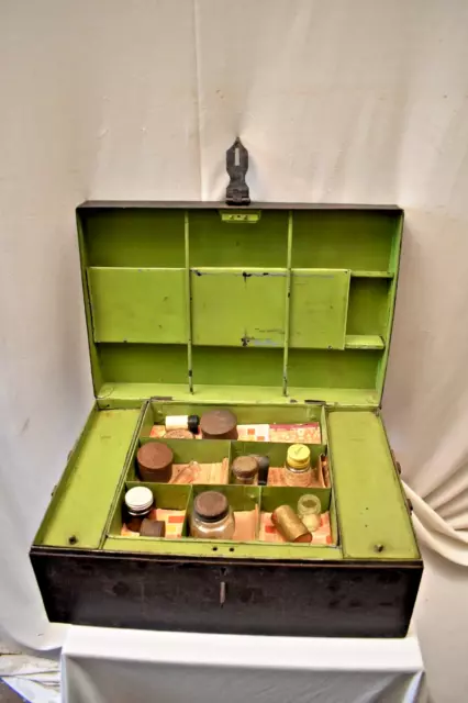 Antique Apothecary Box Medicine Chest Medical Box Dispensary Cabinet Brass Metal