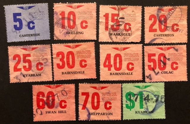 Selection Victorian Railway Parcel Stamps - 11 Different Values to $1 - See Scan