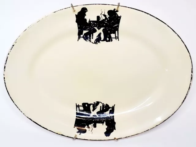 Vtg Decorative Plate Oval Couple Having Dinner "Date Night" Silhouette 8.5"x 11" 2