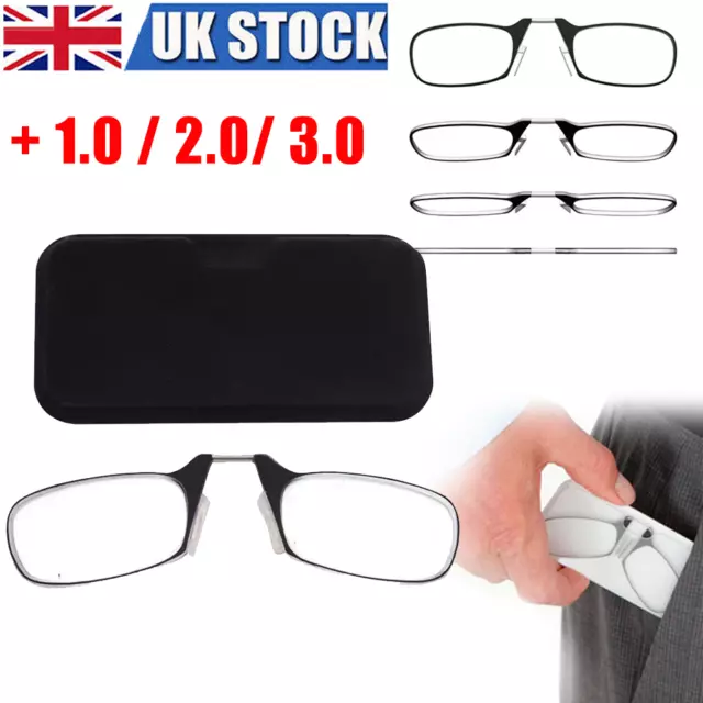 Flexible Thin Reading Glasses Nose Clip Optics Presbyopic 1.0 - 3.0 w/ Case New