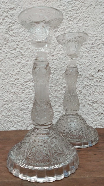 Pareja De Candelabros De Cristal Primer Cuarto Siglo Xx