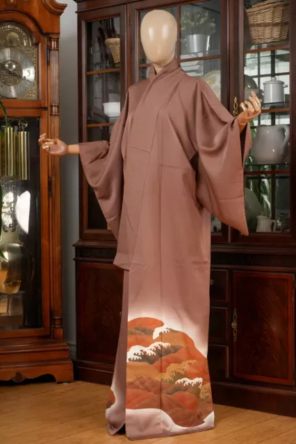 Dear Vanilla Japanese Silk Tomesode Kimono Women's Authentic Japan Made Vintage