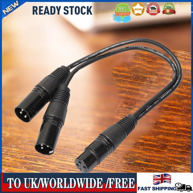 3Pin XLR Female Jack To Dual Male Plug Y Splitter Adapter Cord for Microphone