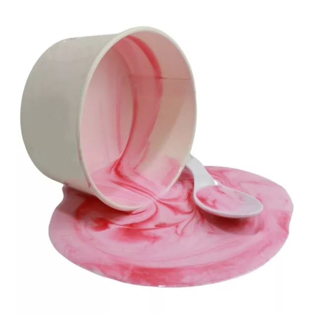Display Faux Food Spilled Cup Of Strawberry Ice Cream With Strawberry Syrup