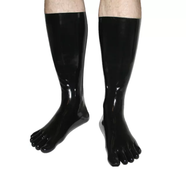 Rubberfashion sehr lange Latex Zehen Socken,extra dicke Latexzehensocken Wade