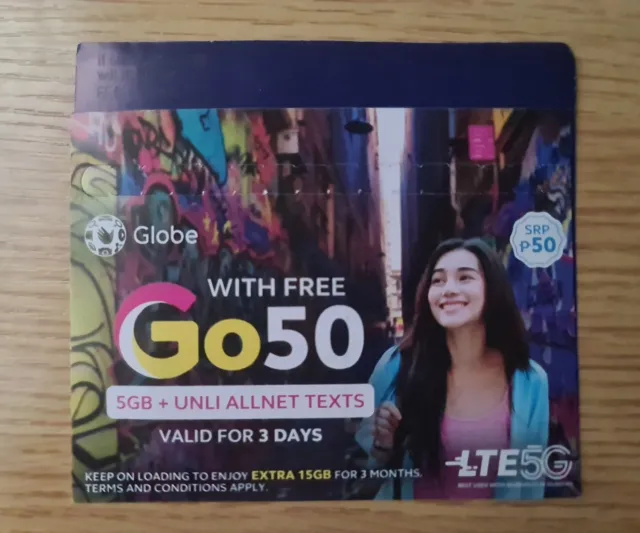 GLOBE 5G Prepaid Roaming Philippines SIM Card LTE Tri-Cut Mini Micro Nano