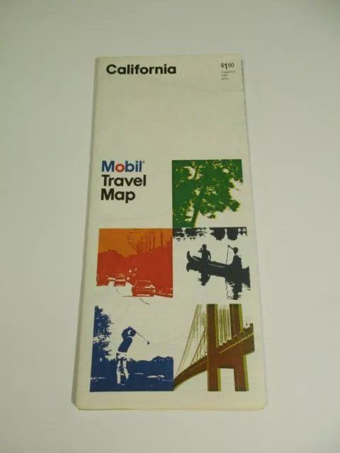 Vintage 1980's Mobil California State Highway Gas Station Travel Road Map-Box 6