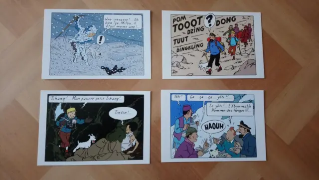 4 CARTES POSTALES - TINTIN au Tibet -   HERGE MOULINSART