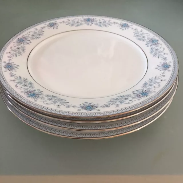 Contemporary Noritake( Blue Hill  2482 ) 6 Large Rimmed Dinner Plates 27cm