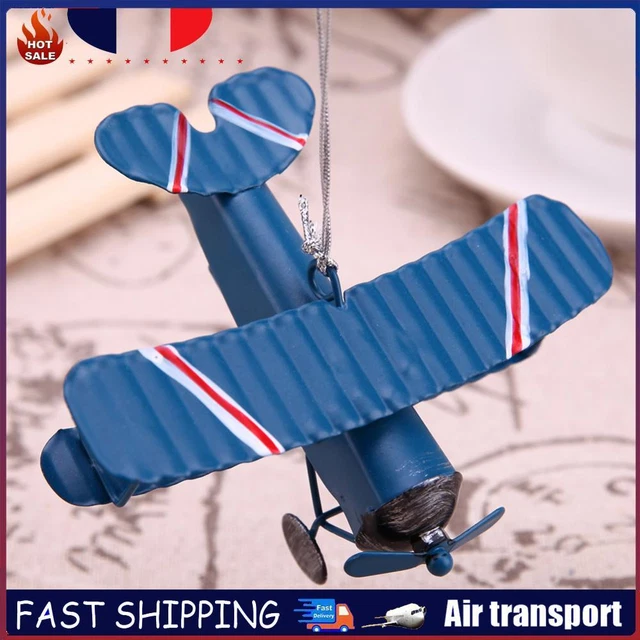 Décorations d'avion en métal de style vintage (avion à 3 hélices rouge Décorations d'avion en métal de style vintage (avion à 3 hélices rouge