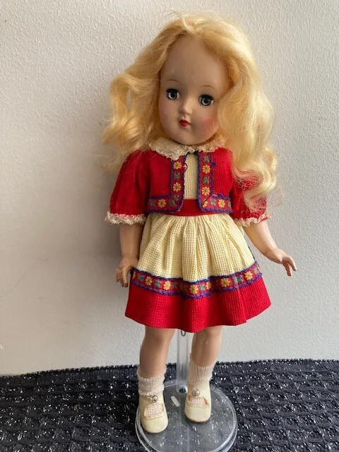 Vintage Ideal 1948 TONI DOLL P-90 In original red dress.  Excellent condition.