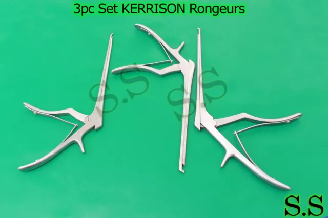 3 Pcs Set KERRISON Rongeurs 7",1mm, 2mm, 3mm Up 45 Degree Surgical Instruments
