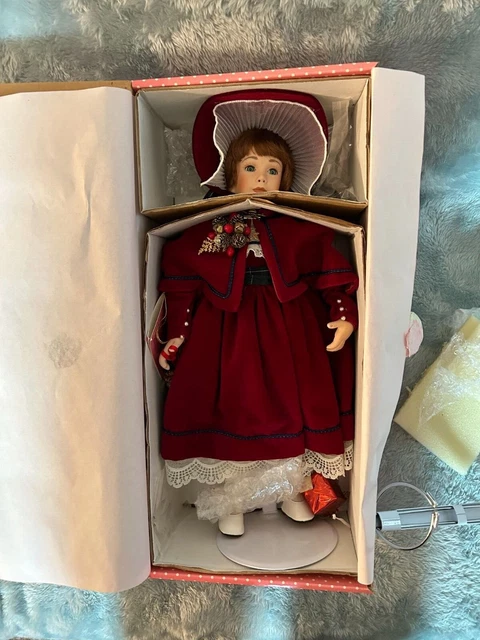 Paradise Galleries Treasury Collection Porcelain “Noelle” Christmas Doll - New