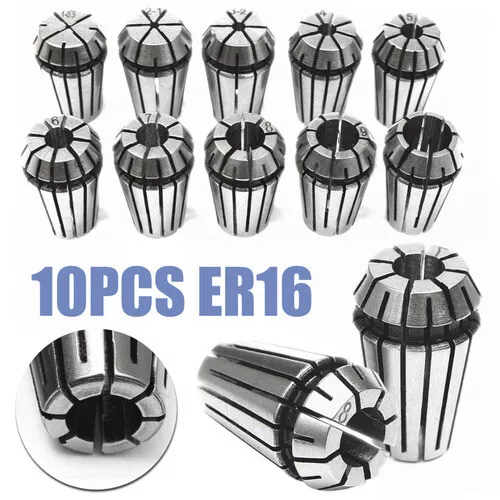 10tlg ER16 Spannzangen Set 1-10MM für CNC Industrie einsetzbar Fräsmaschinen DA 2