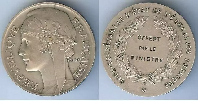 Médaille de table - Sous-secrétariat d'état de l'éducation physique MORLON d=50m