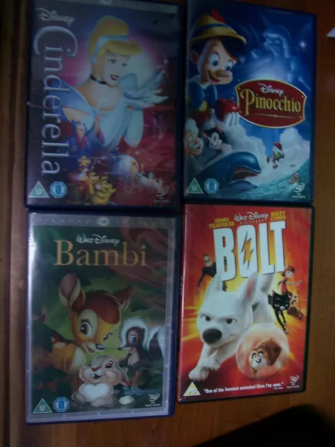 Job Lot - Disney Classics.Bambi.Bolt.Cinderella.Pinocchio.UK PAL REG 2 DVD's