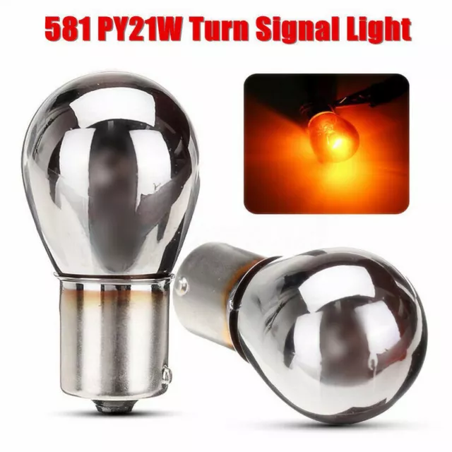 Car Indicator Light Turn Signal Chrome Plated Amber Bulbs 581 BAU15S PY2NHUK SN❤