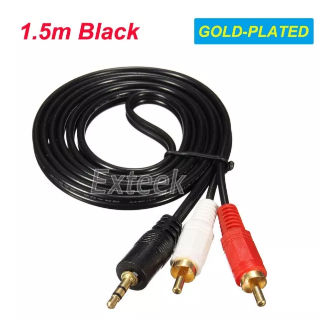 Premium Quality 3.5mm Plug To 2 RCA Male AUX Stereo Audio Cable Adapter Cord AU
