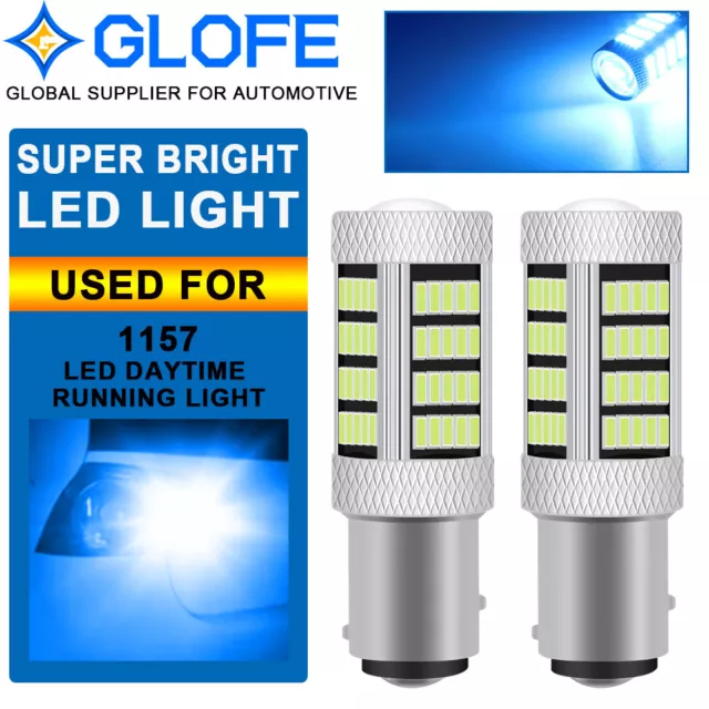 2x 1157 2357 7528 BAY15D Ice blue LED Bulbs Tail Back Up Reverse Lights 92SMD