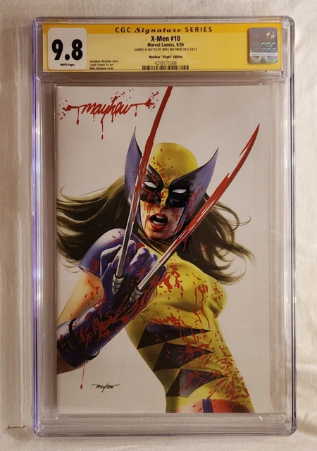 X-Men #10 (2022) CGC 9.8 SS Mayhew Virgin Variant Signed & Bloody Remarque!!