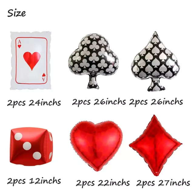 8pcs Playing Cards Dice Balloons Casino Balloons Las Vegas Party Poker Events 2