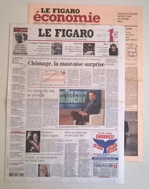 LE FIGARO N°18 866 of 01/04/2005 - Monaco: Albert Regent / Extremist Settlers ISR