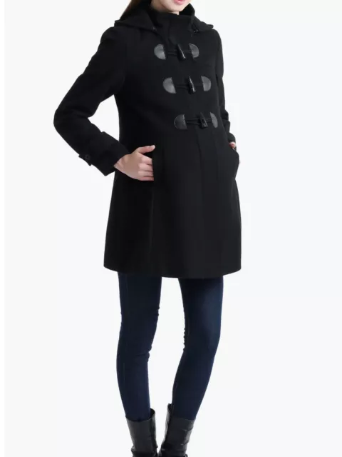 Kimi + Kai Maternity Warm Wool Blend Duffle Pregnancy Coat - Sz M - Black