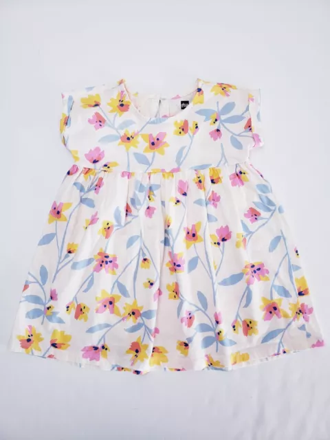 Tea Collection Dress 18-24 Months Cream Yellow Pink Floral Sleeveless Girl p