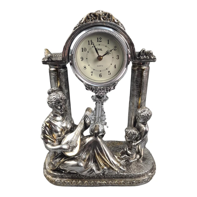 OROLOGIO DA CAMINO TAVOLO VINTAGE CROSA CLOCK Quartz SCULTURA CHERUBINI Retrò
