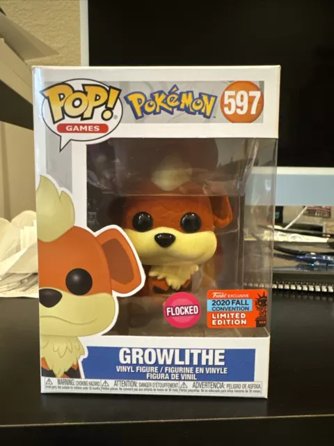 Funko Pop Pokemon GROWLITHE (Flocked) #597 2020 NYCC Fall Convention MINT!