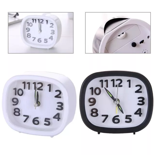 Noir Mignon Horloge Batterie Chevet Horloge Horloges Silencieux Chevet Horloges
