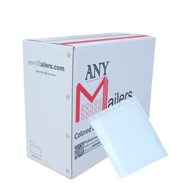 AirnDefense 2000 #000 4X8" White Shipping Poly Bubble Mailers Padded Envelope