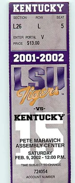 Ticket College Basketball Kentucky 2001 - 02  2.9 - LSU Tigers