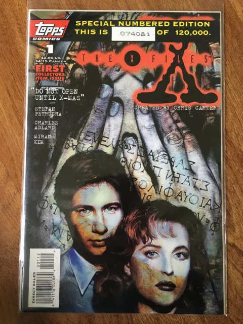 X-FILES #1 1st Scully Mulder Comics TV 1995 TOPPS Serial Number VARIANT