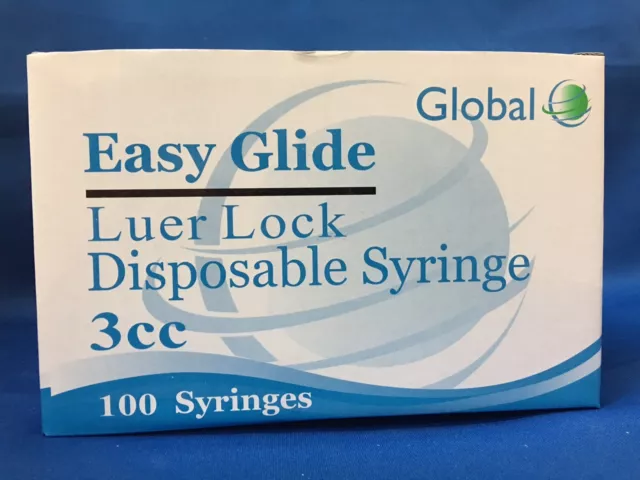 50- Easy Glide 3 cc Luer Lock Tuberculin Syringe 3ml Sterile NEW Only No Needle