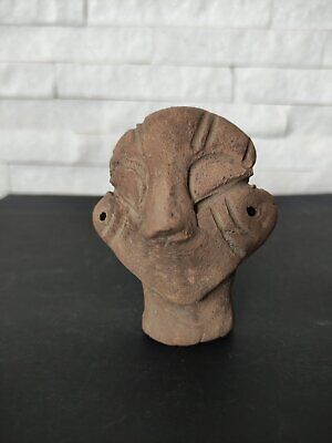Human Head Neolithic Vinca Culture Clay Antropomorphic Ritual Idol 4400-3200 Bc.